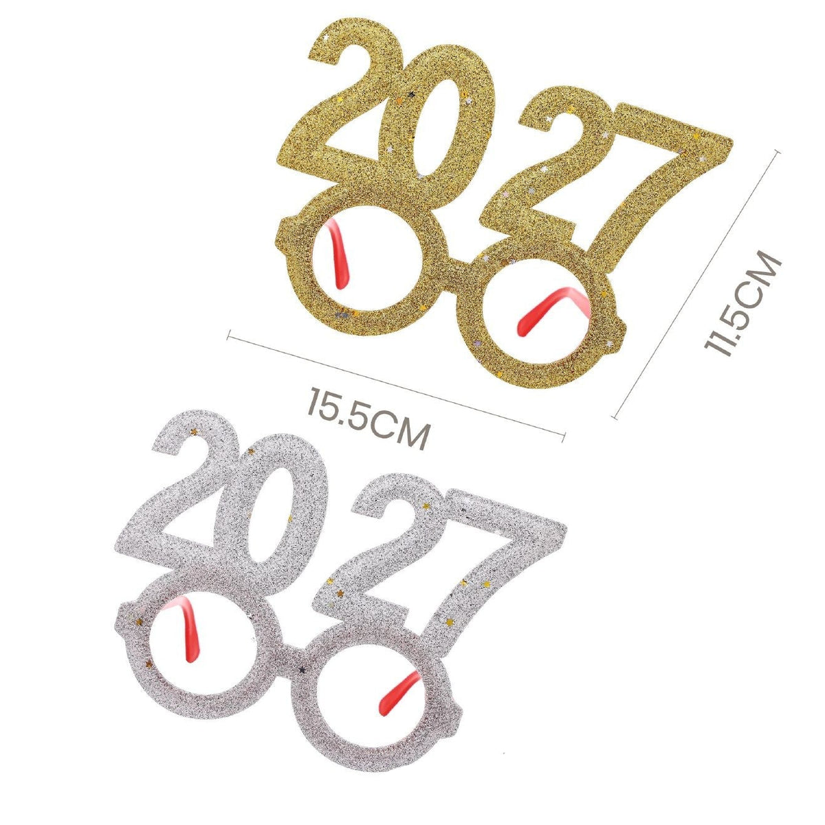 Gafas de Fiesta 2027 con Purpurina 15,5 cm