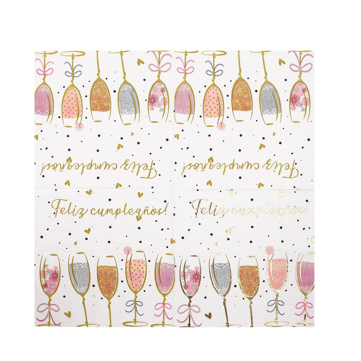 Servilletas Feliz Cumpleaños Copas de Champán 33 x 33 cm 10 uds
