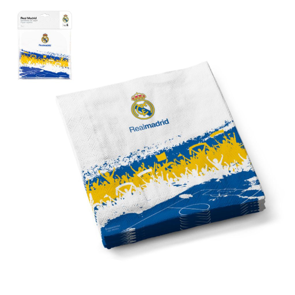 Servilletas Real Madrid Afición 33 x 33 cm 12 uds