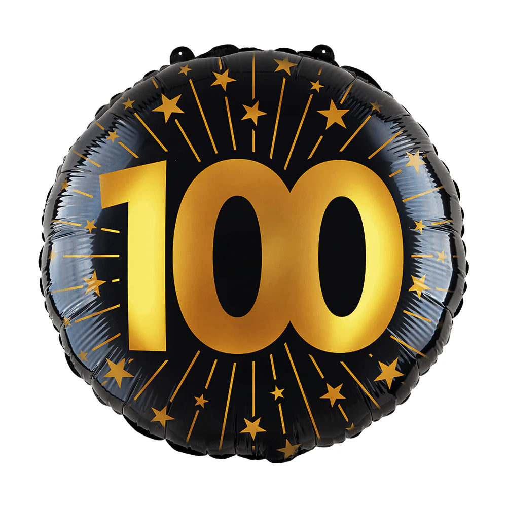 Globo Foil Número Negro y Dorado 46 cm – 15, 18, 50, 60, 65, 70, 75, 80, 85, 90, 95, 100 Años
