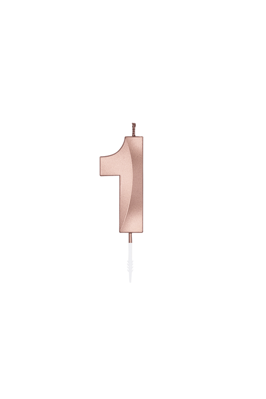 Vela Tarta Metalizada Oro Rosa 6cm Números 0-9