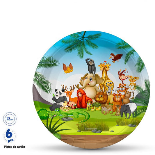 Plato Cartón Animales Divertidos 18/23cm