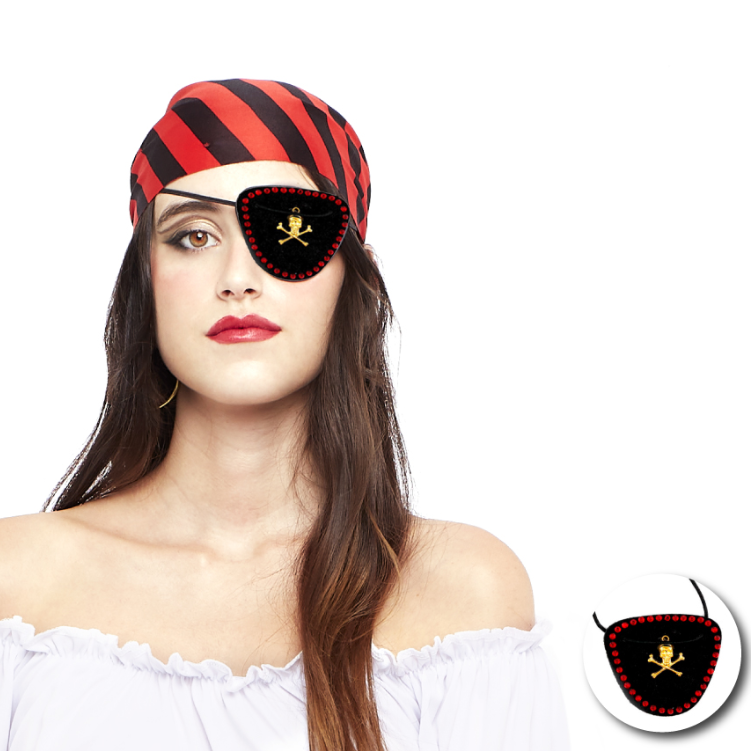 Parche de Pirata Mujer con Cuentas Rojas