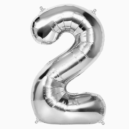 Globo Foil Número Gigante Aluminio 100cm (40") Plata