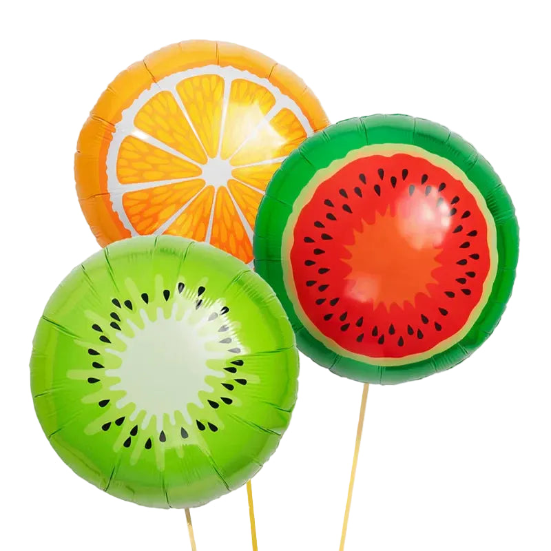 Globos Foil Frutas Tropicales Hawaii - 3 Piezas 45cm