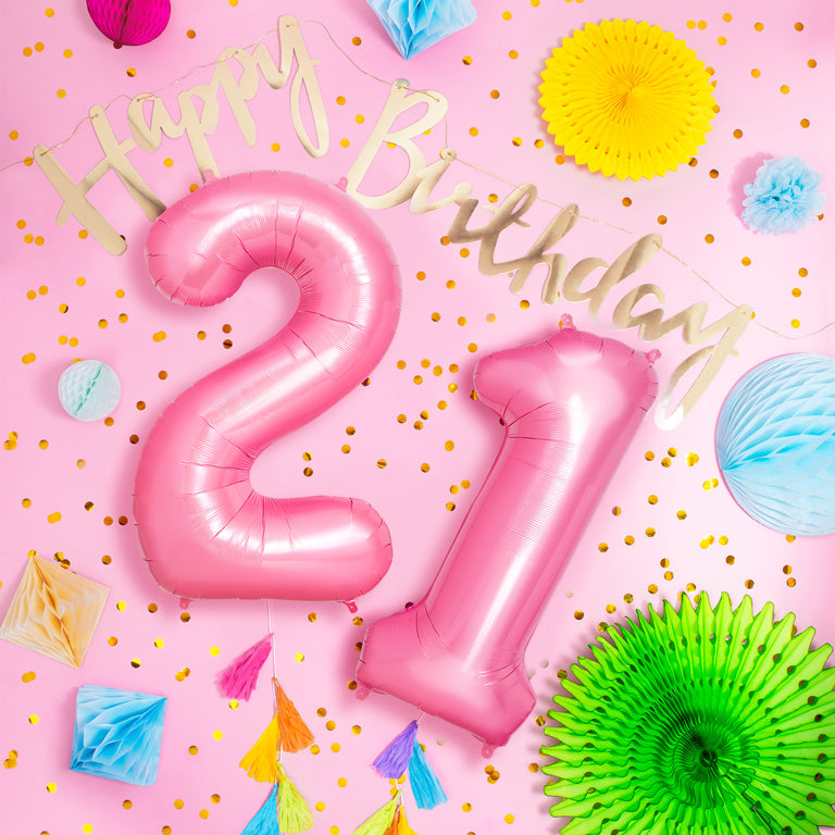 Globo Foil Número Gigante Aluminio 100cm (40") Rosa