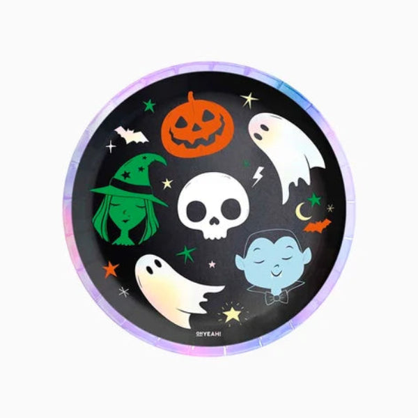 Platos de Cartón Iridiscentes Halloween Trick or Treat