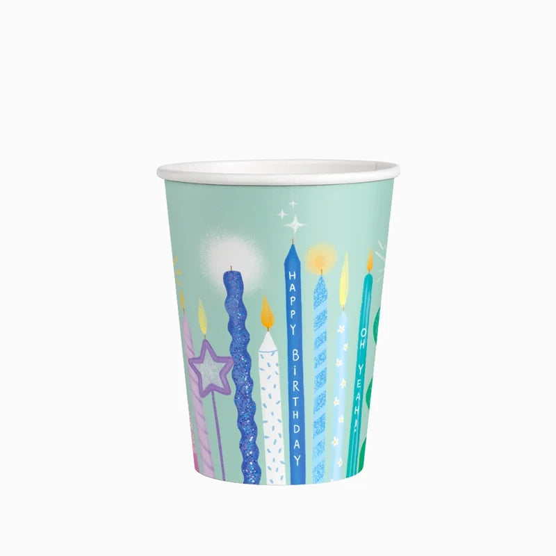 Vasos de Cartón con Velas de Cumpleaños