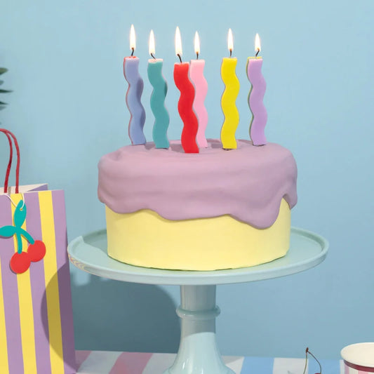 Velas Onduladas 10 cm Happy Vibes Colores Surtidos