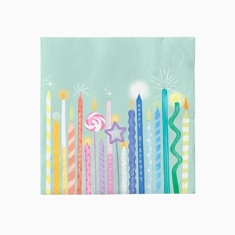 Servilletas de Papel Azul Marino con Velas de Cumpleaños