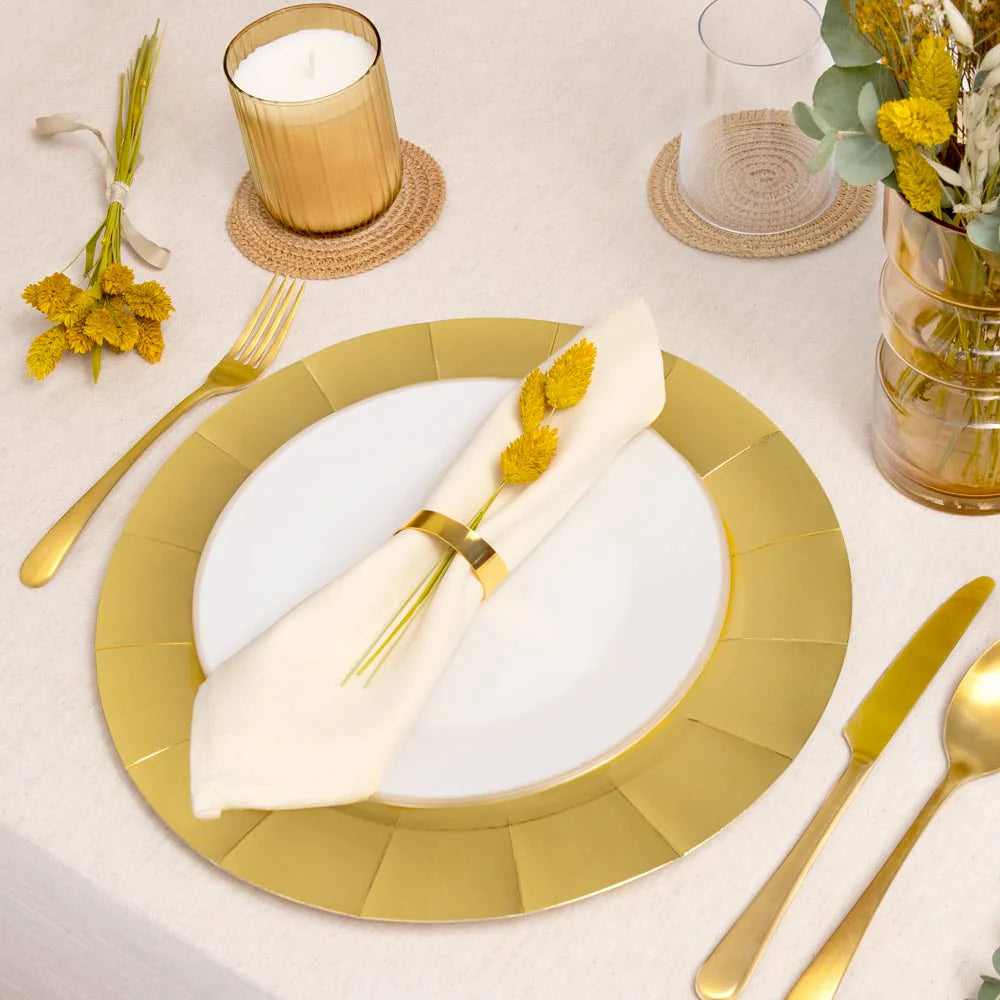 Plato Llano Redondo Metalizado Oro 33 cm 2uds