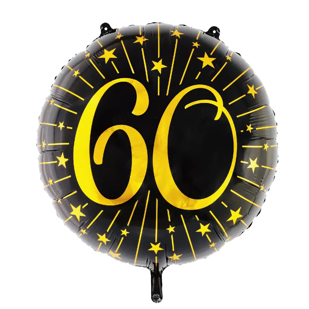 Globo Foil Número Negro y Dorado 71cm - 18, 30, 40, 50, 60 Años