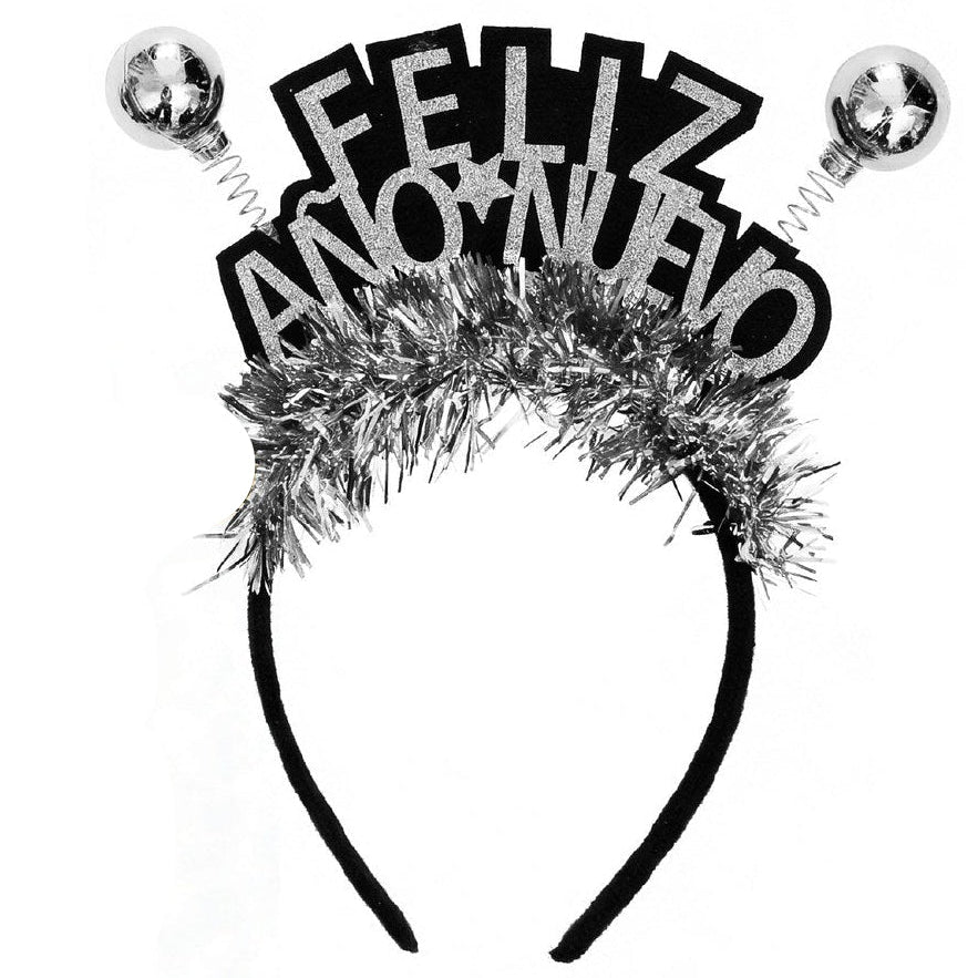 Diadema Feliz Año Nuevo con Espumillón y Bolas 22 x 19 cm
