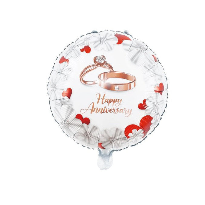 Globo Foil Redondo Happy Anniversary 45 cm (18")