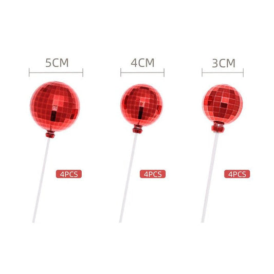 Bolas Cromadas Decorativas para Tartas 12uds