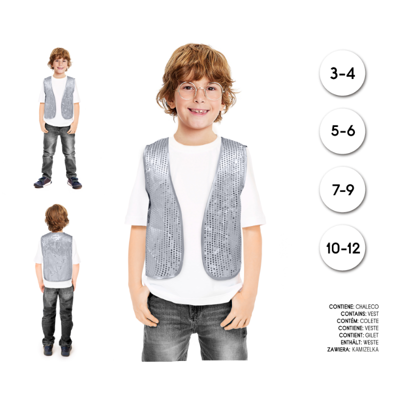Chaleco Infantil Plateado de Lentejuelas