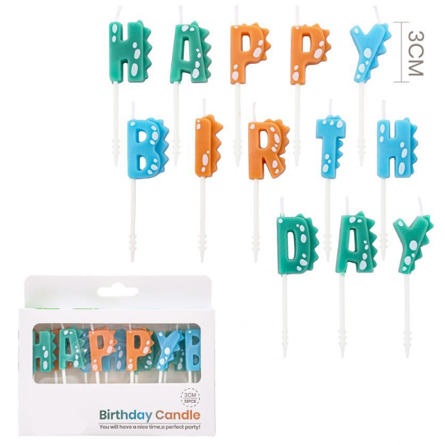 Vela Dinosaurio letras "Happy Birthday"