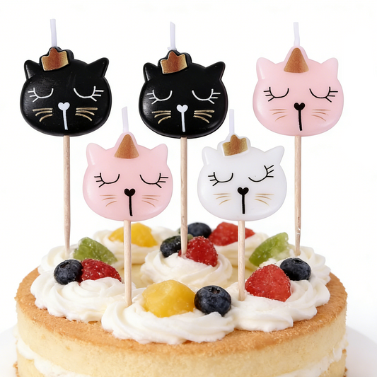 Vela Forma Gatos Cartoon Surtidos 5uds