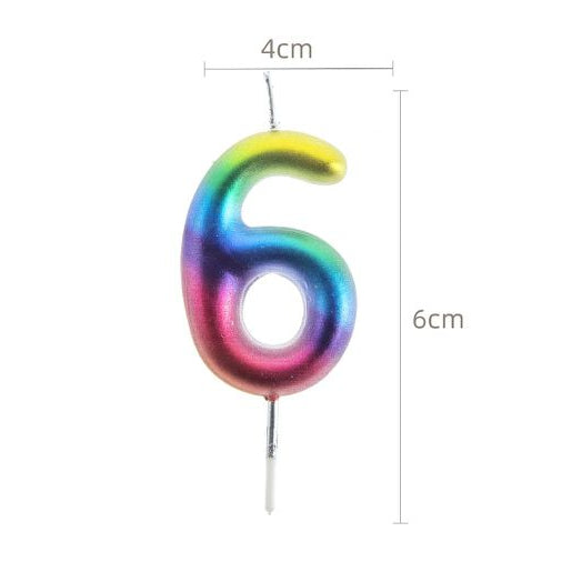 Vela Número Arcoíris 6 cm (0-9)