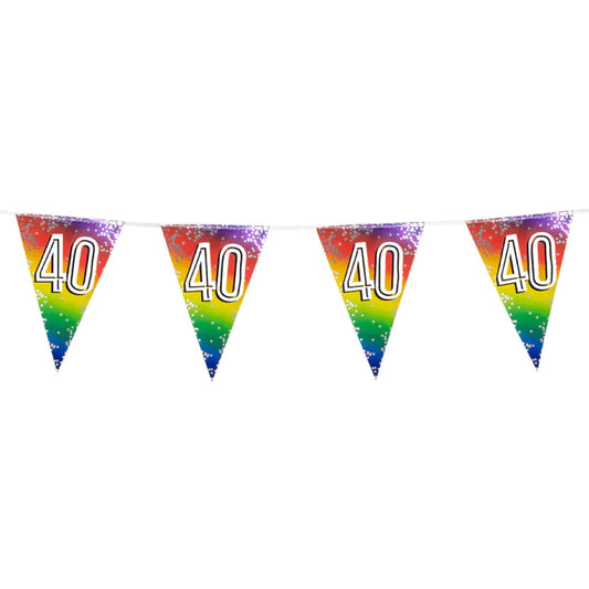 Guirnalda Foil Bunting Rainbow Cumpleaños 30, 40, 50, 60, 70, 80, 90 Años | 30 x 20 cm ,6 m