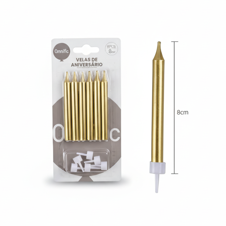 Velas Oro y Plateadas 8cm-6uds