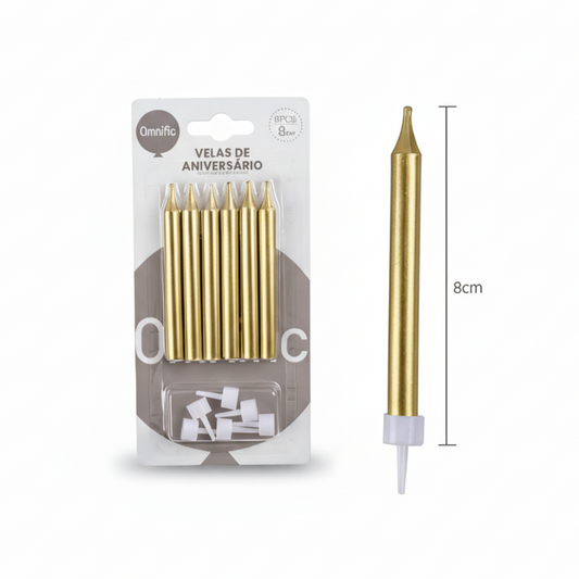 Velas Oro y Plateadas 8cm-6uds