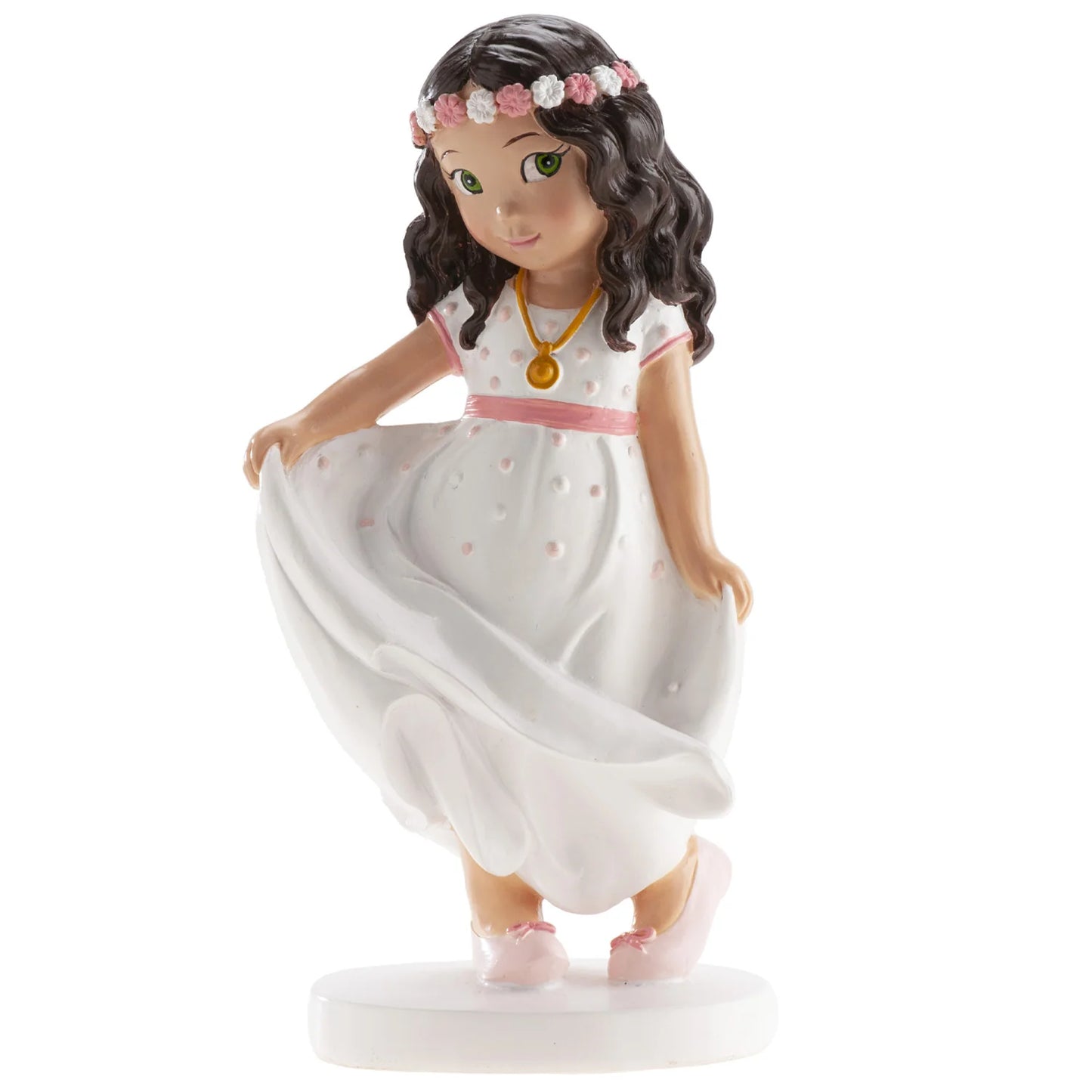 Figura Tarta Niña Primera Comunión Cinturón Rosa 16 cm