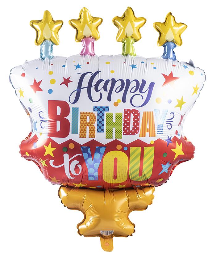 Globo Foil Tarta con Flores Happy Birthday 67 x 97 cm