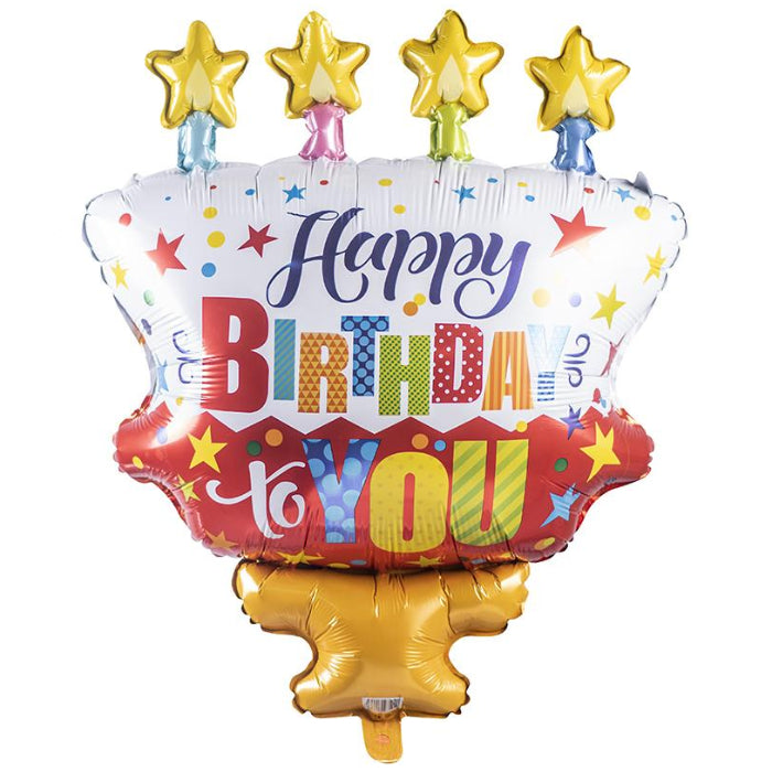 Globo Foil Tarta con Flores Happy Birthday 67 x 97 cm