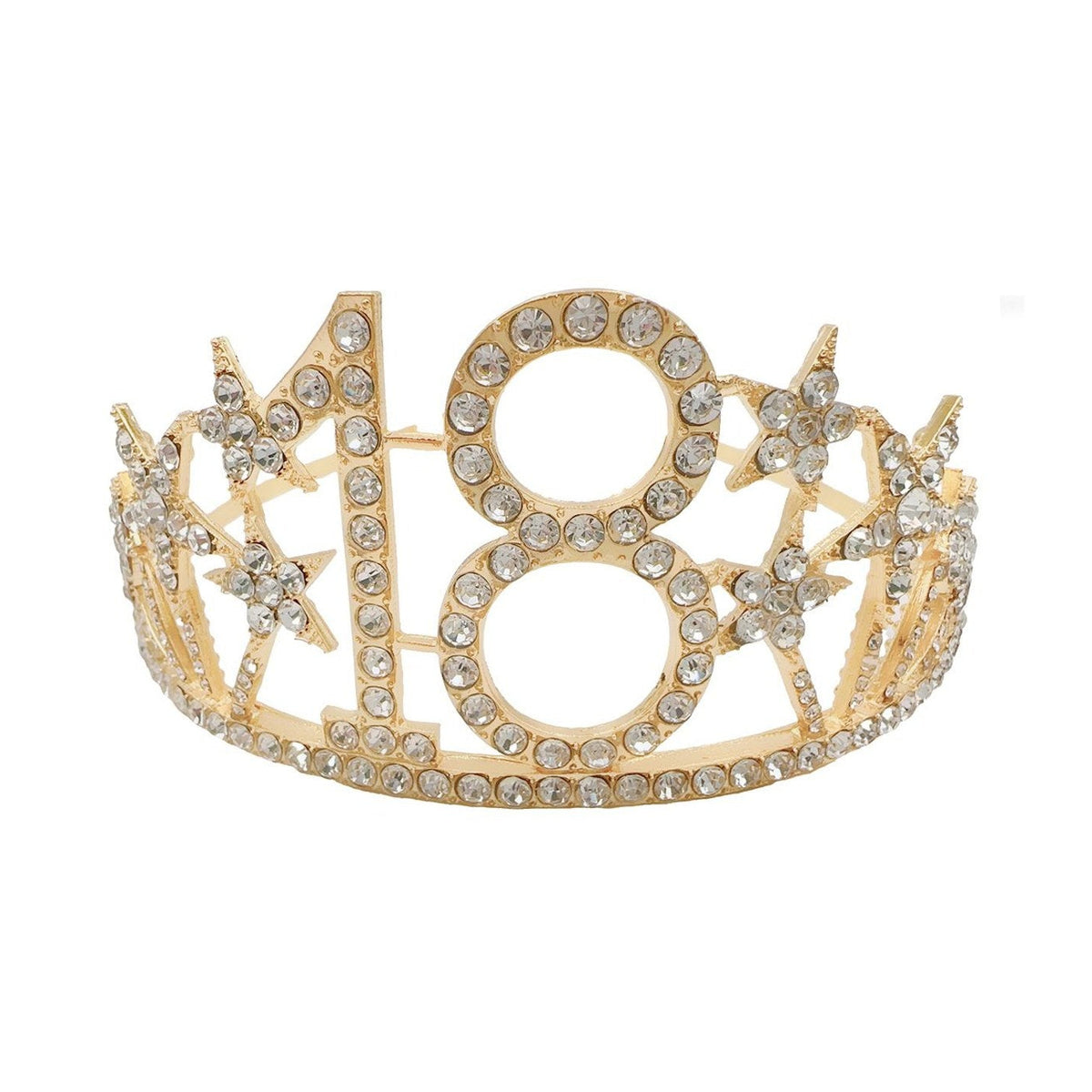 Corona Tiara 18 Años Dorada con Strass 13,5 x 5 cm