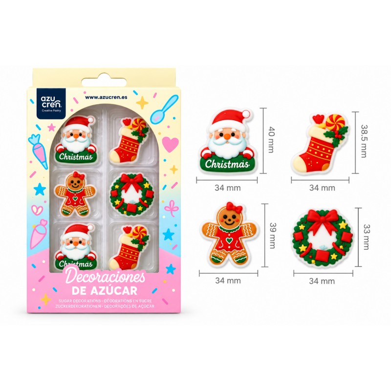 Decoraciones de Azúcar Sweet Christmas 8 uds