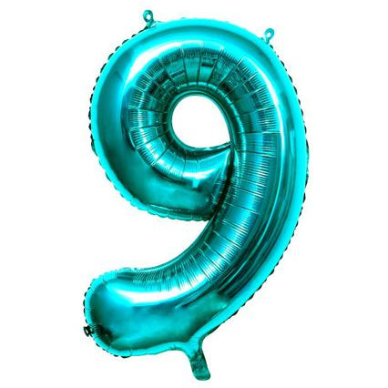Globo Foil Número Gigante Aluminio 100cm (40") Turquesa