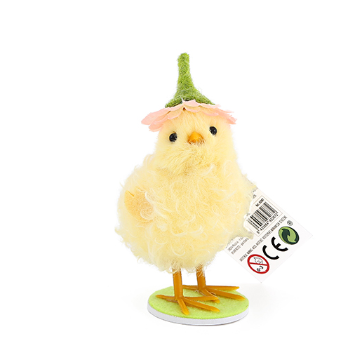 ADORNO POLLITO CON GORRO 10CM SURTIDO