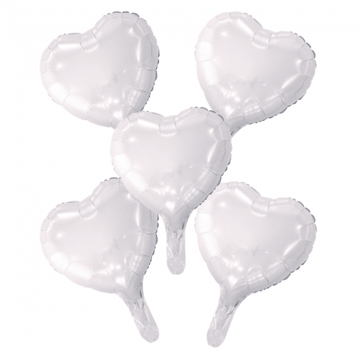 5 Globos de foil corazón con pajita de papel 9"