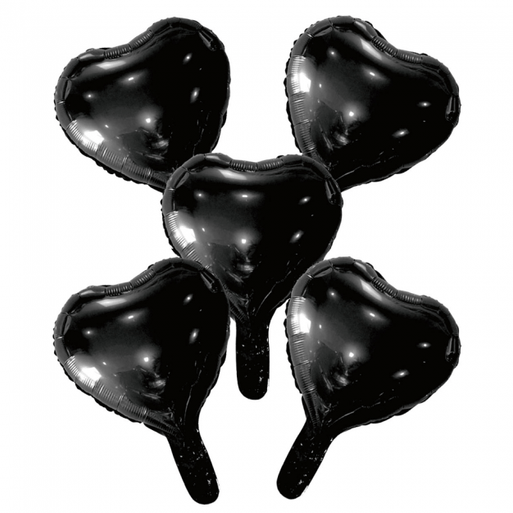 5 Globos de foil corazón con pajita de papel 9"