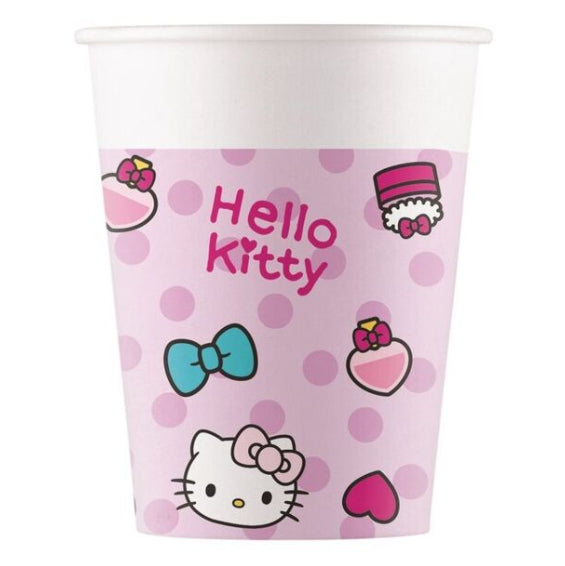 Vasos de Papel Hello Kitty Fashion 200ml Pack 8 uds