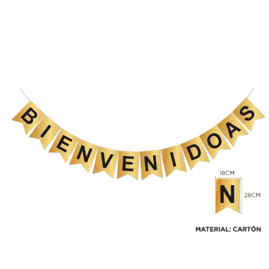 GUIRNALDA FELIZ CUMPLEAÑOS DORADA LETRAS NEGRAS 4M