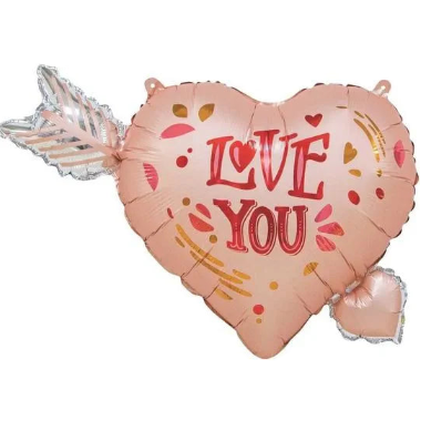 Globo Foil Corazón con Flecha Love You 69 x 54 cm