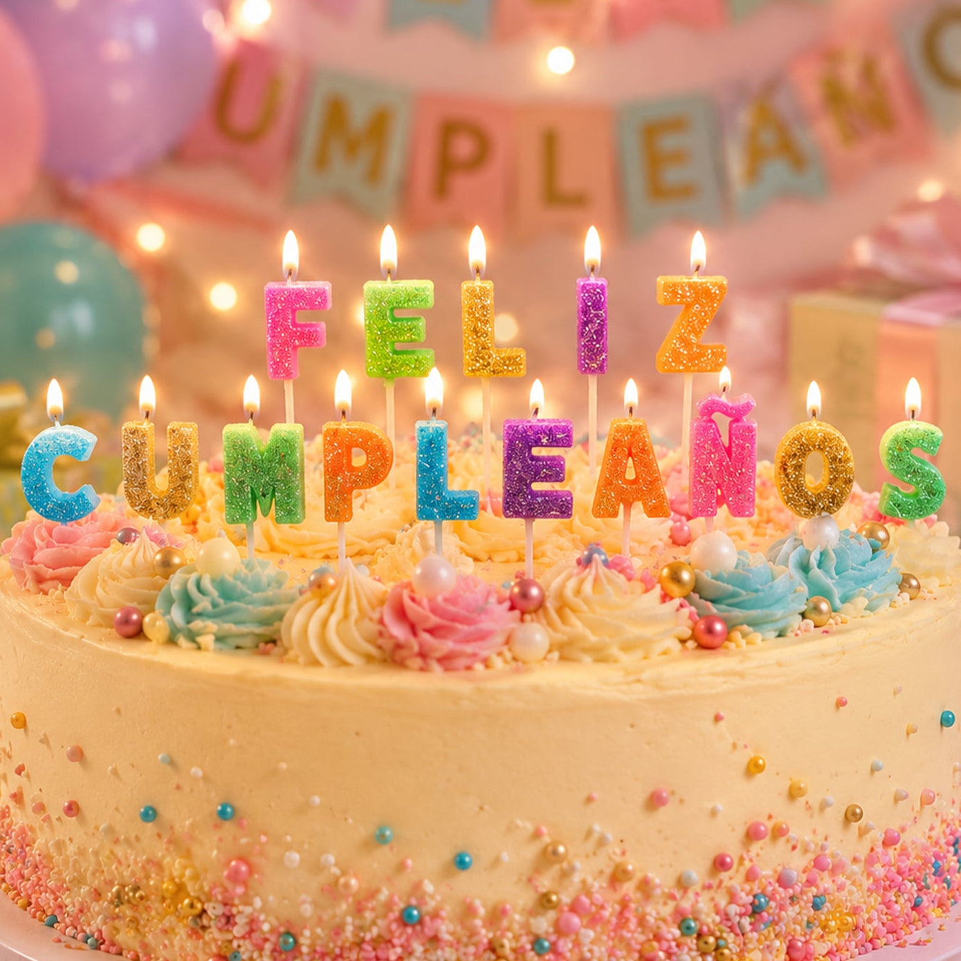Vela Letras Feliz Cumpleaños Multicolor 15 pcs