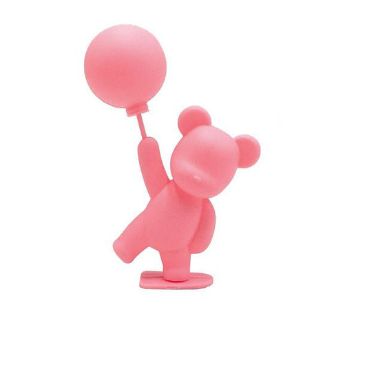 Topper Osito con Globo 7x10cm | Rosa, Plata y Blanco