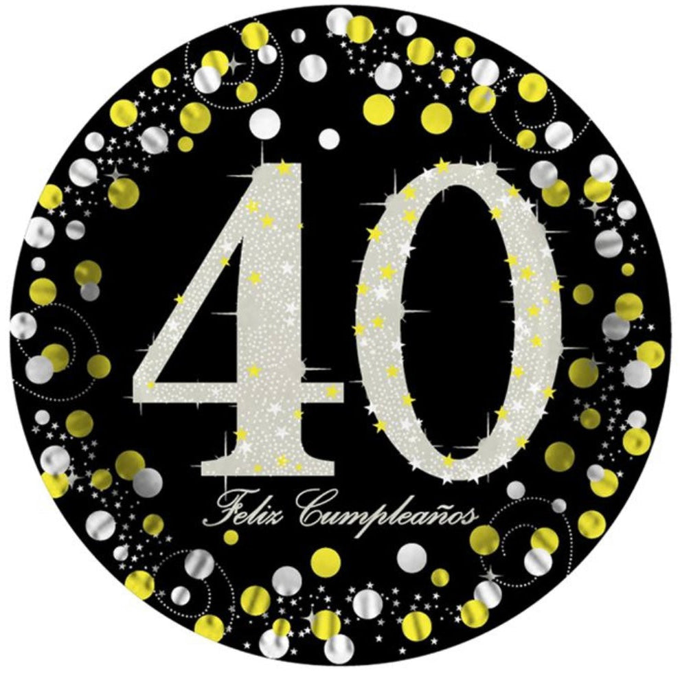 Platos Cumpleaños 18/30/40/50/60 Años 23cm 6 uds - 40 años - imagen 3