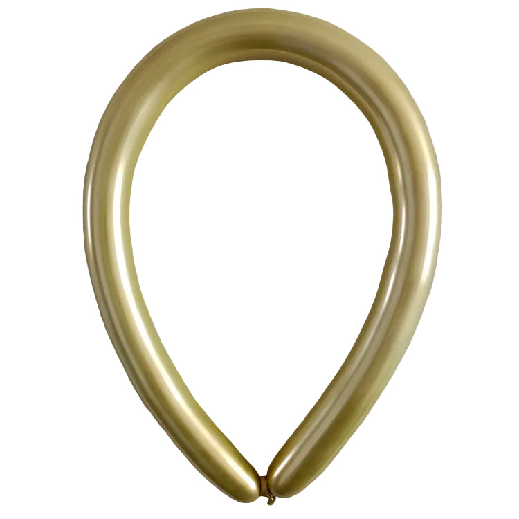 Globos Látex Cromados Largos 260s Pack 50 uds - Dorado cromado