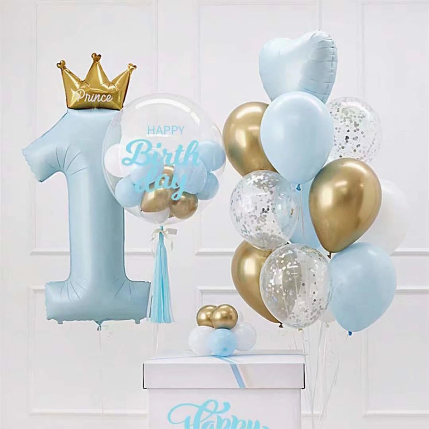 Globo Foil Número 1 Princesa Azul 40"