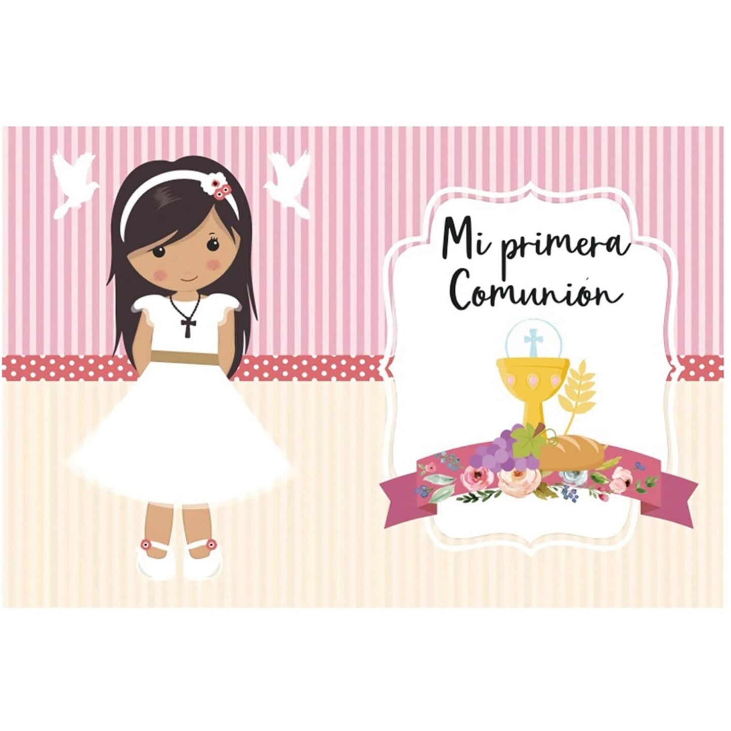 PANCARTA FONDO TELA COMUNION NIÑA 100*150