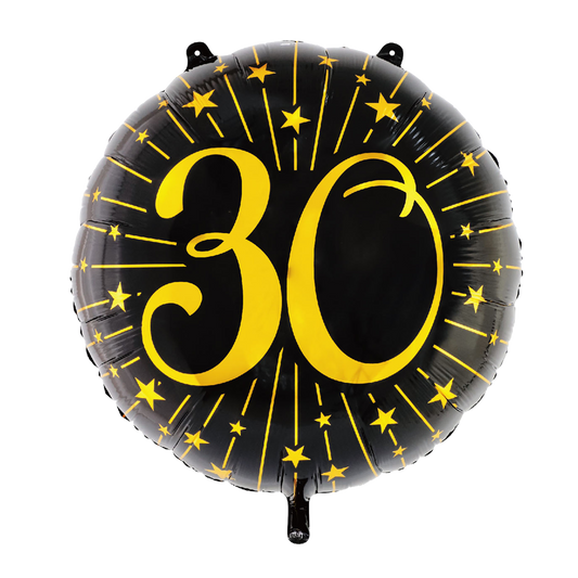 Globo Foil Número Negro y Dorado 71cm - 18, 30, 40, 50, 60 Años