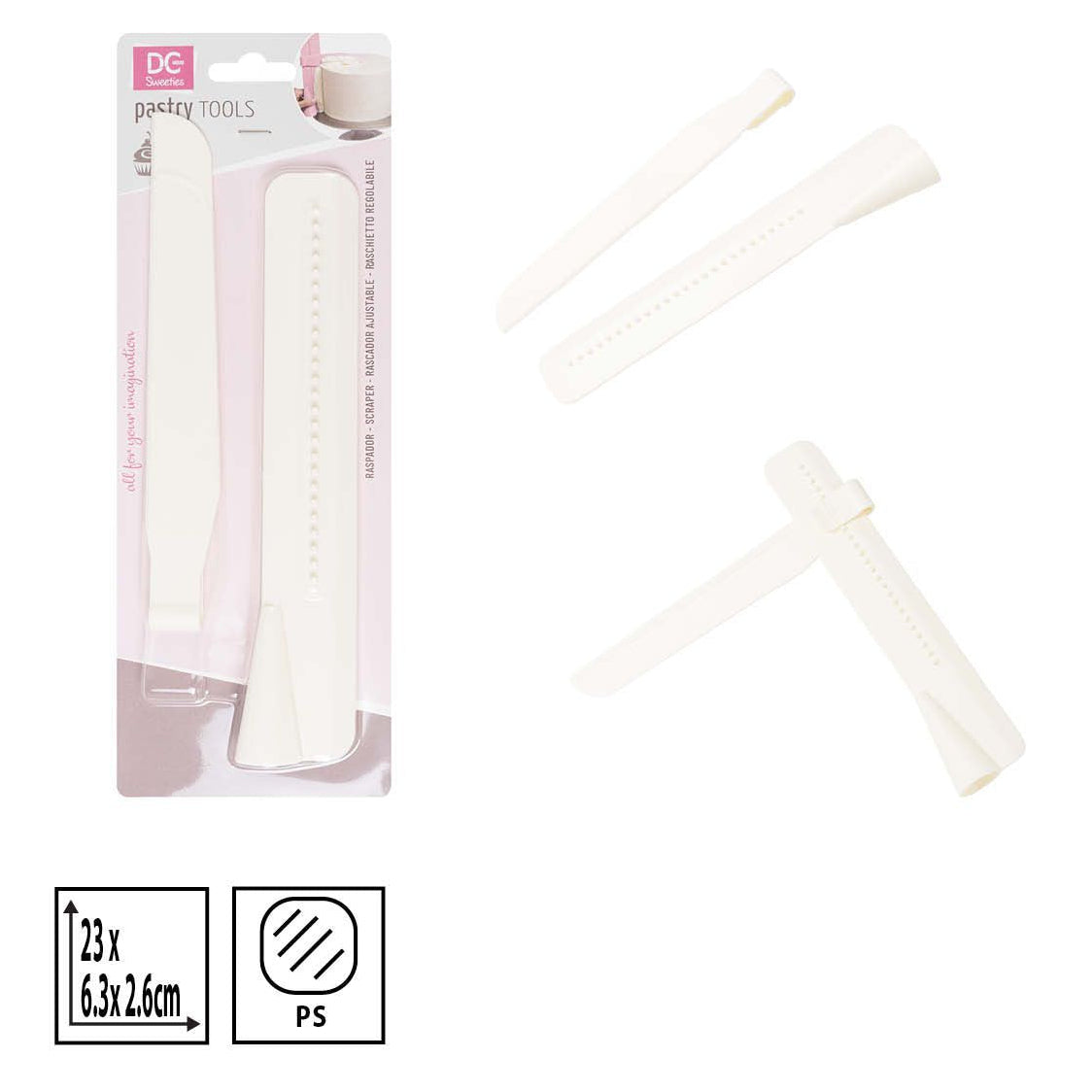 Rascador Ajustable para Tartas 23 x 6,3 x 2,6 cm 2 uds