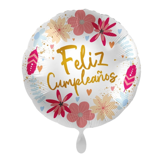 Globo Feliz Cumpleaños con Flores 17 / 43 cm