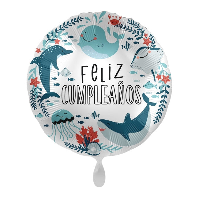 Globo Feliz Cumpleaños Océano 17 / 43 cm