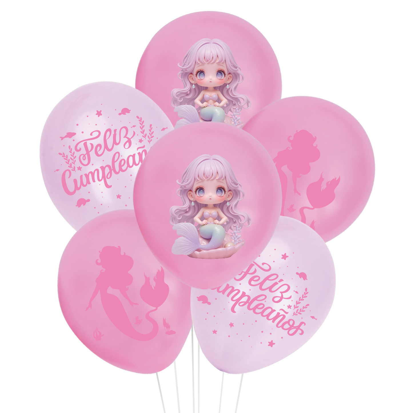 SET 6 Globos Látex Sirena 40cm