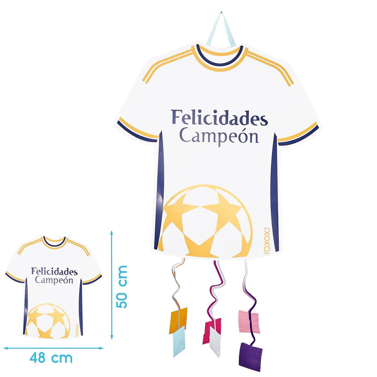 Piñata Camiseta Blanca Felicidades Campeón 48 x 50 cm